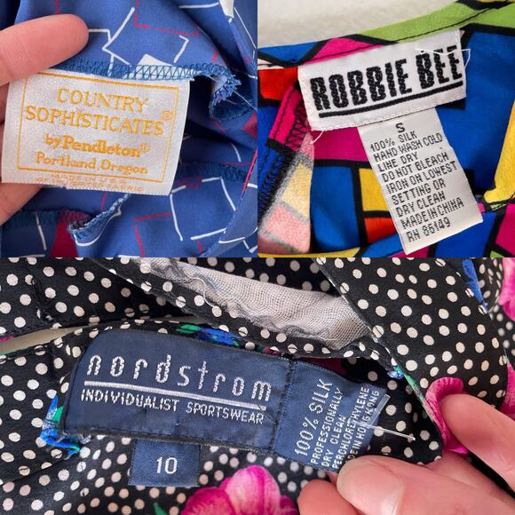 VINTAGE 80s Boxy Patterned Top Wholesale Bundle / 3 Pcs / Silk Lot Womens - Picture 9 of 9